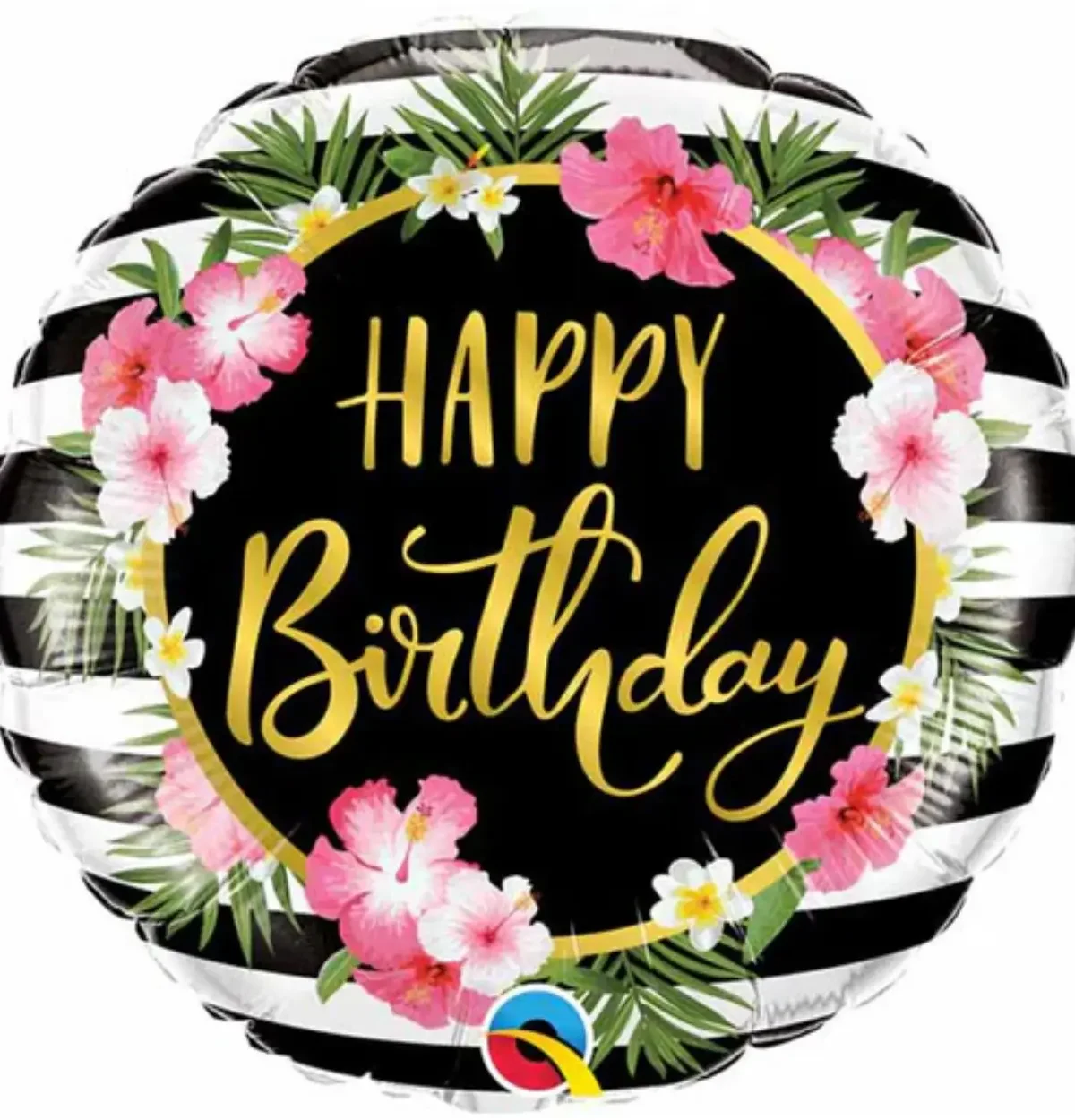 18" Hibiscus Stripes Birthday Balloon #305