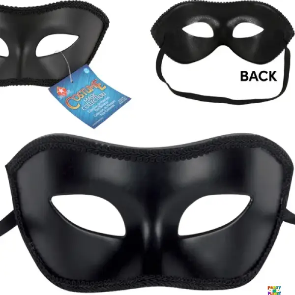 BLACK HALF MASQUERADE MASK