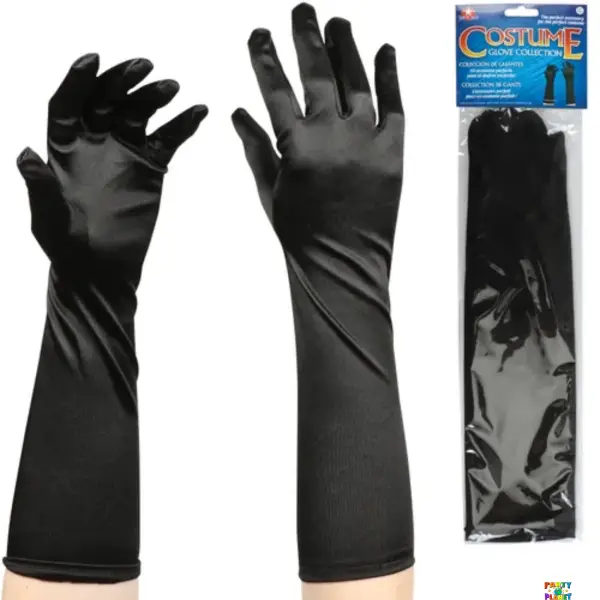 LONG BLACK SATIN GLOVES