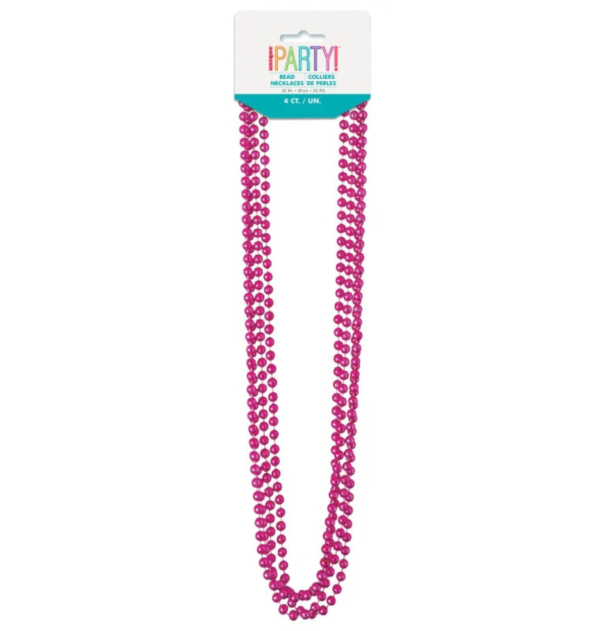 32" Beads Hot Pink Metallic 4ct