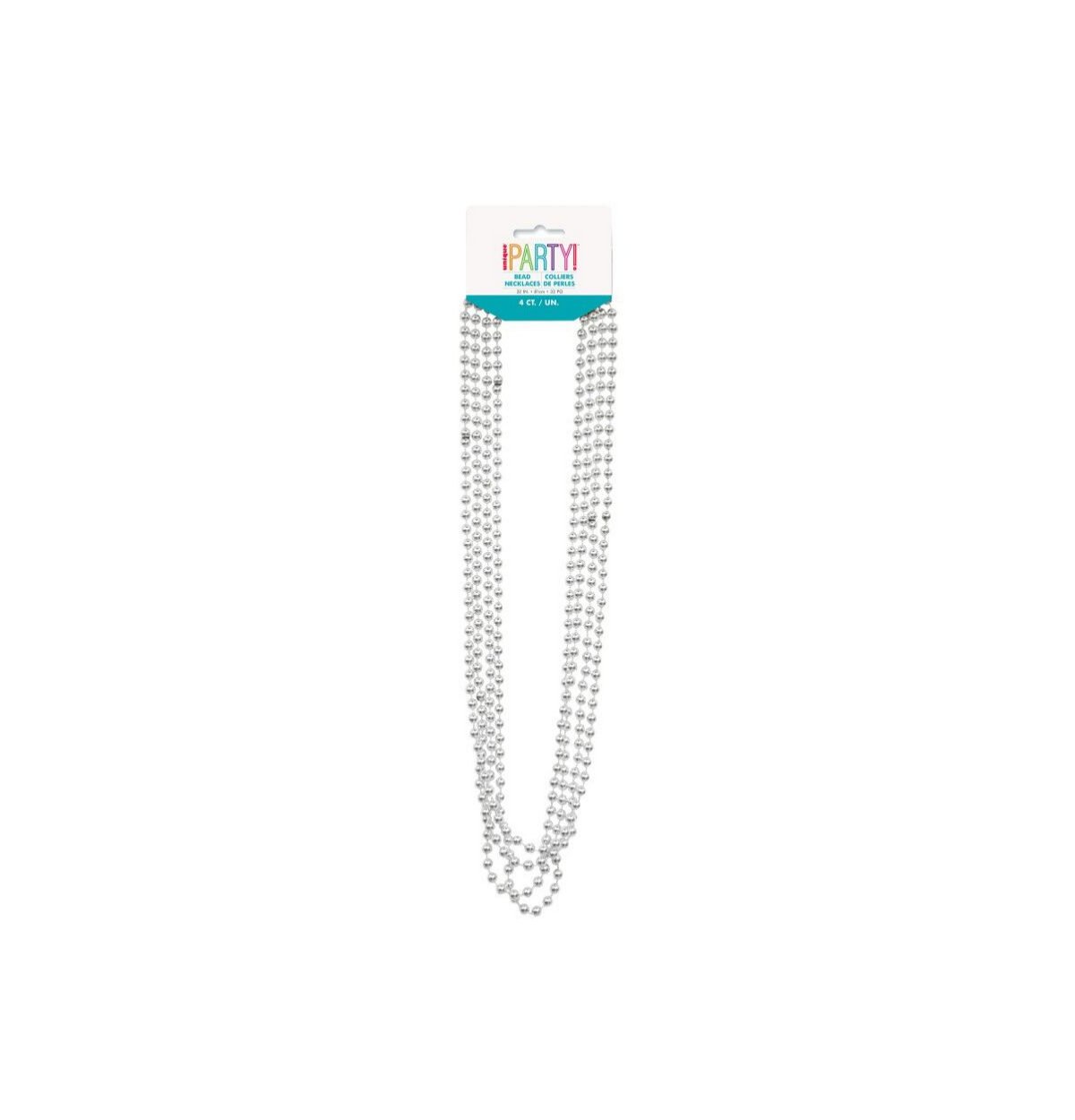 32" Beads Silver Metallic 4ct.