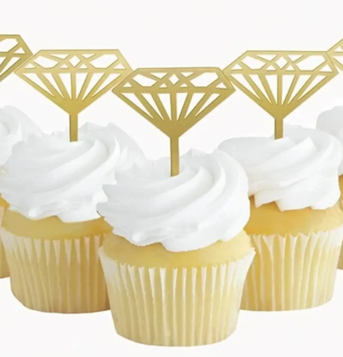 Plastic Gold Diamond Cupcake Toppers 5ct.