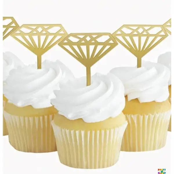Plastic Gold Diamond Cupcake Toppers 5ct.