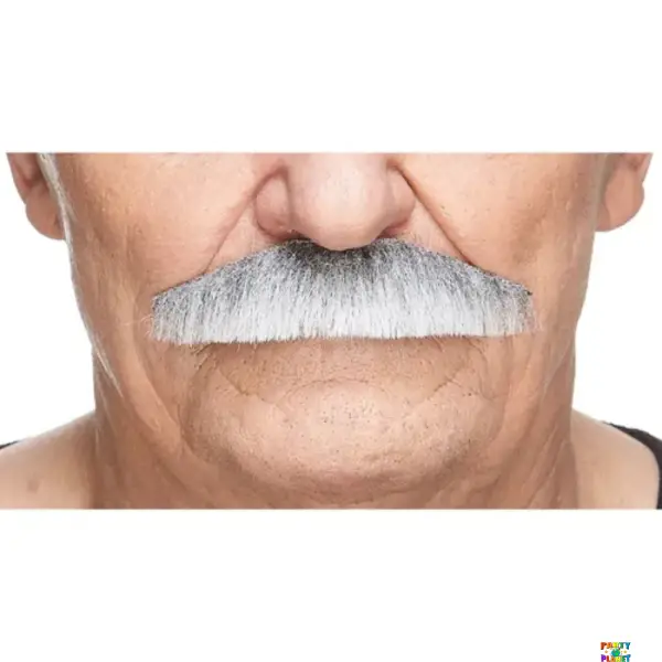 POLICEMAN FAKE MUSTACHE GRAY & WHITE