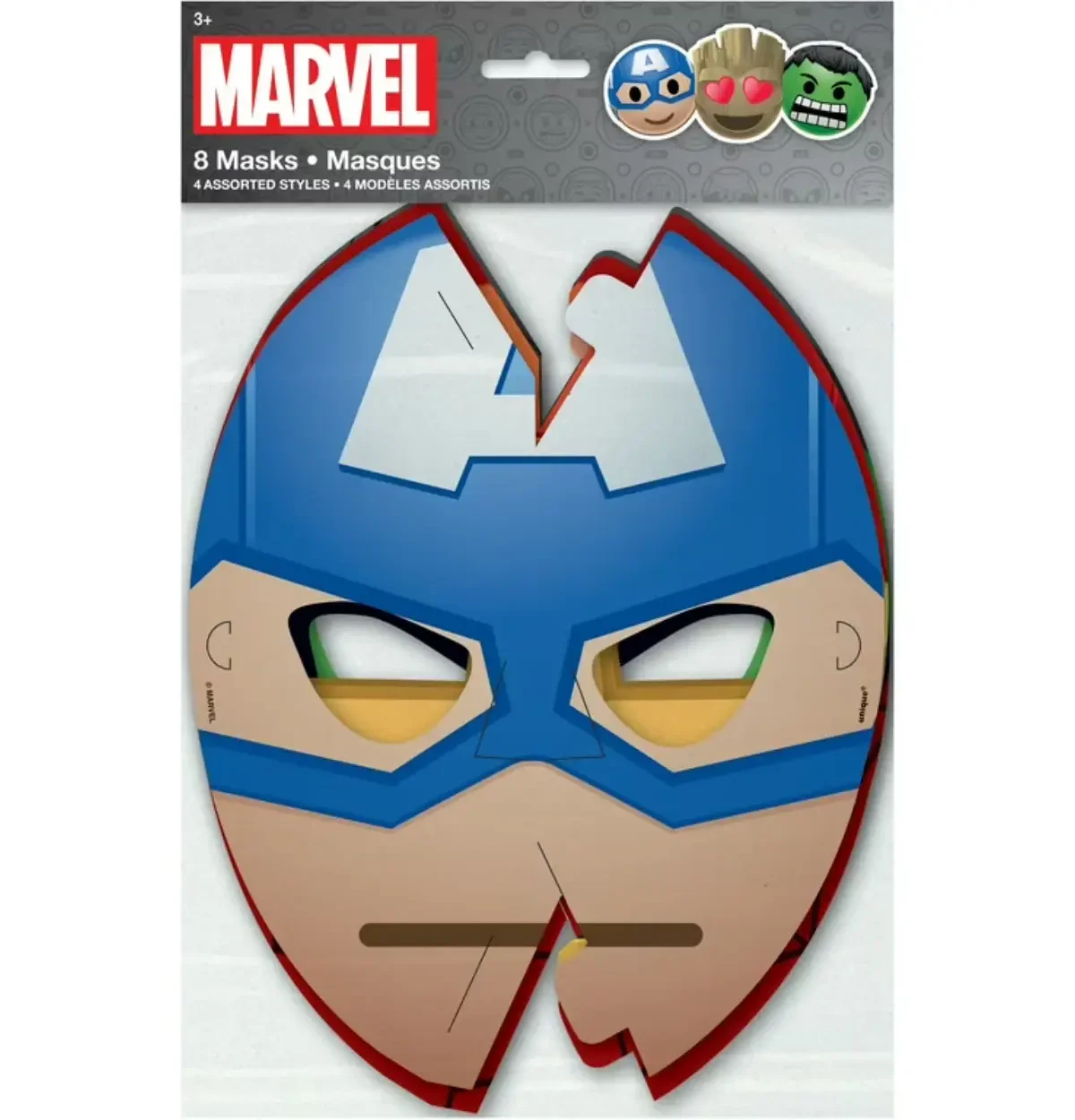 MARVEL EMOTICON PARTY MASKS 8 count.