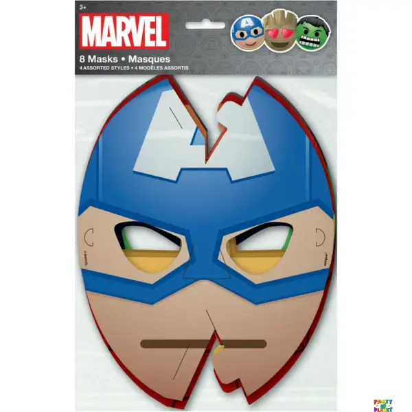 MARVEL EMOTICON PARTY MASKS 8 count.