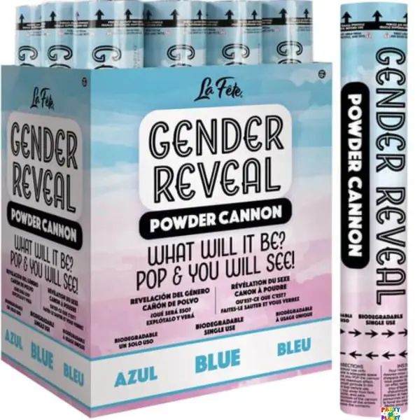 12'' Blue Gender Reveal Confetti and Powder Cannon