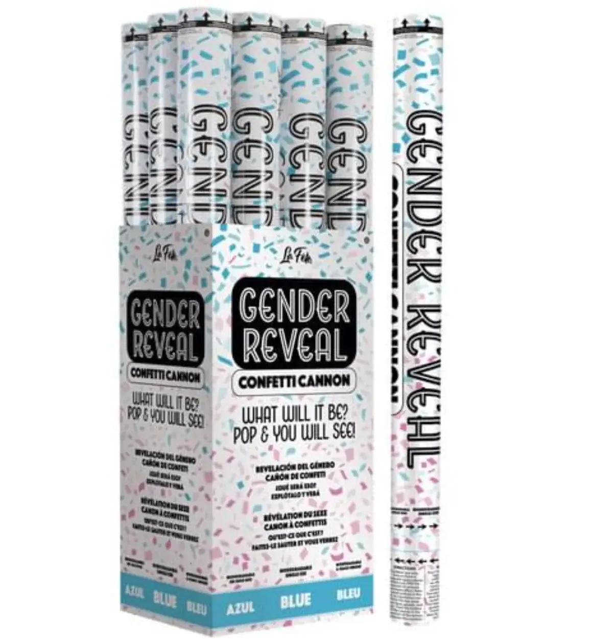 24'' Blue Gender Reveal confetti Cannon