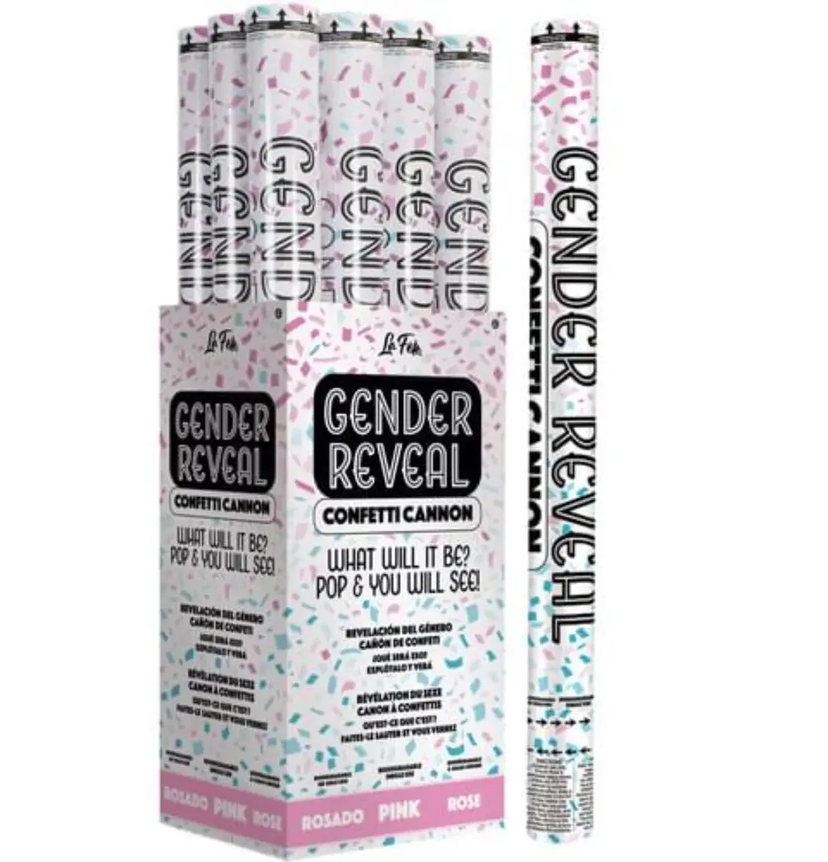 24'' Pink Gender Reveal Confetti Cannon