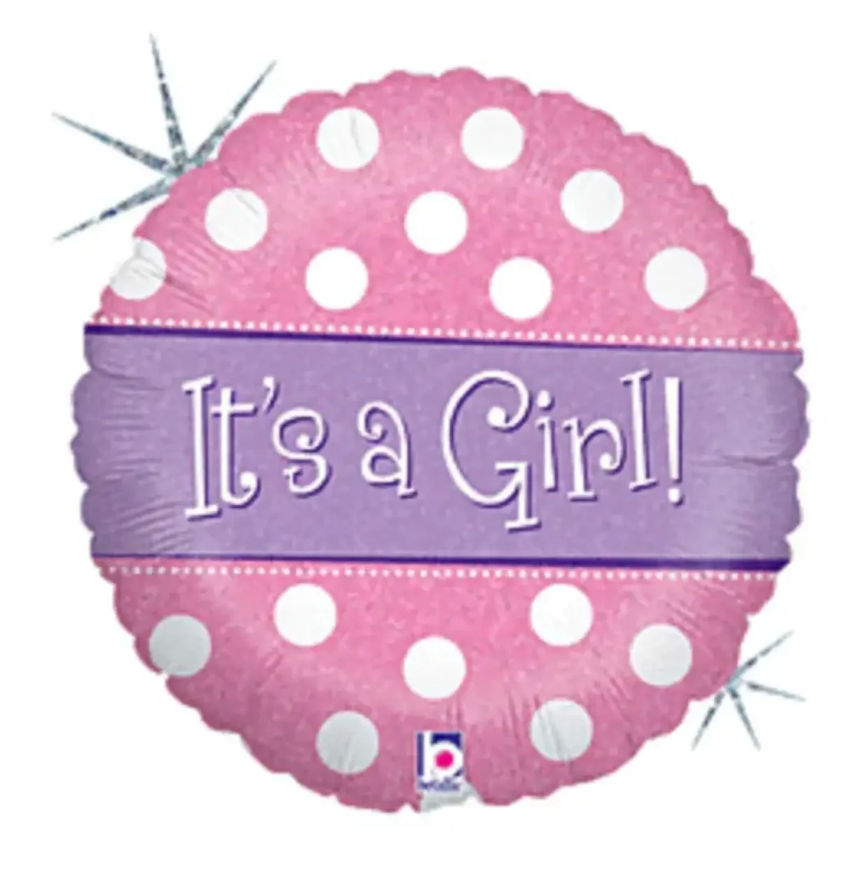 18" Spots Dots Baby Girl Holo Balloon #297