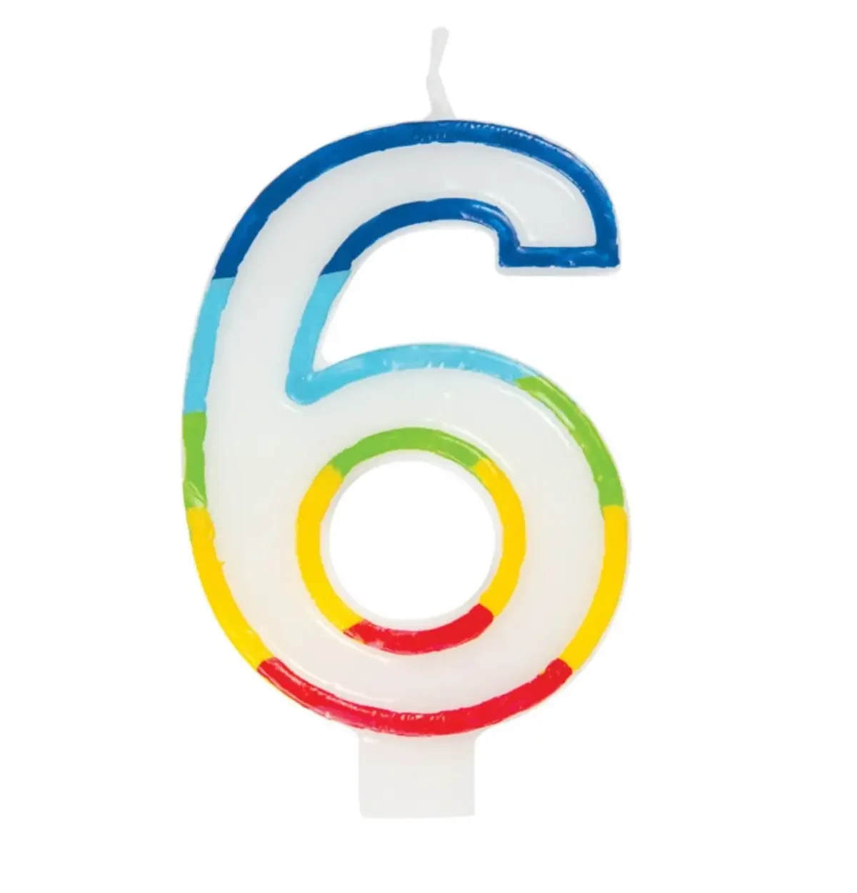 Rainbow Border Number 6 Birthday Candle