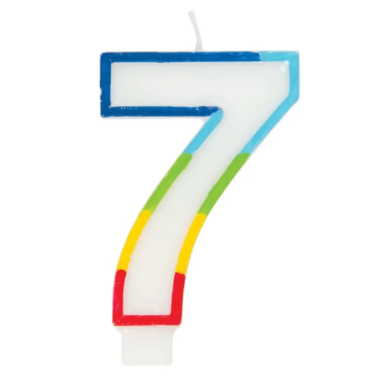 Rainbow Border Number 7 Birthday Candle