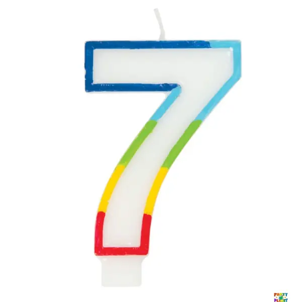 Rainbow Border Number 7 Birthday Candle