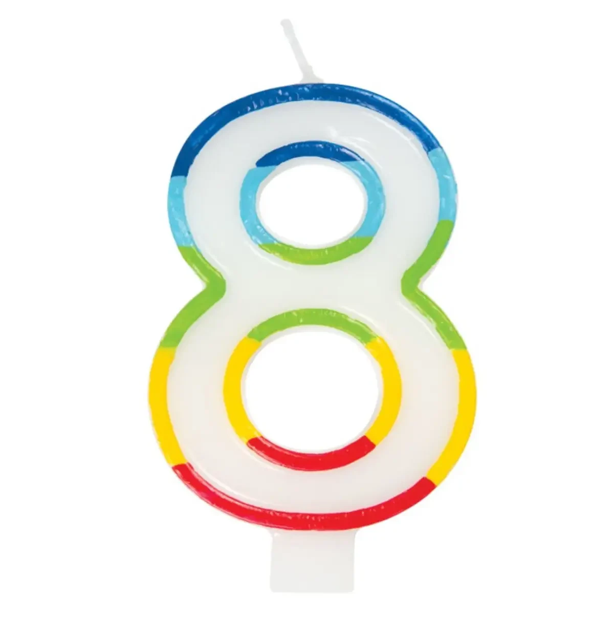 Rainbow Border Number 8 Birthday Candle