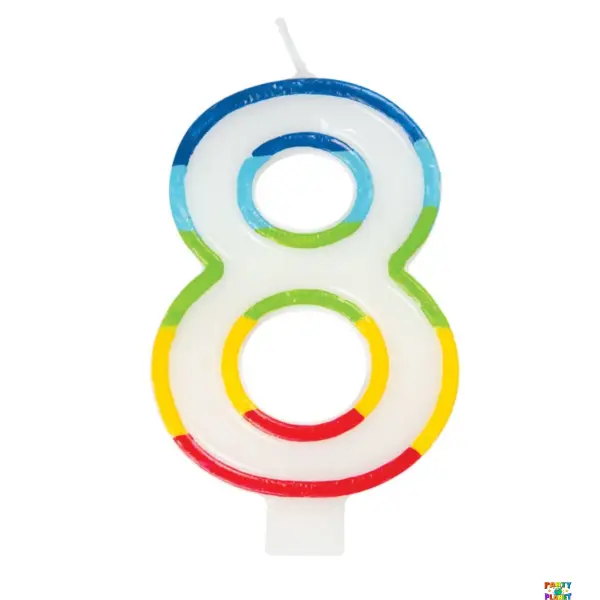 Rainbow Border Number 8 Birthday Candle