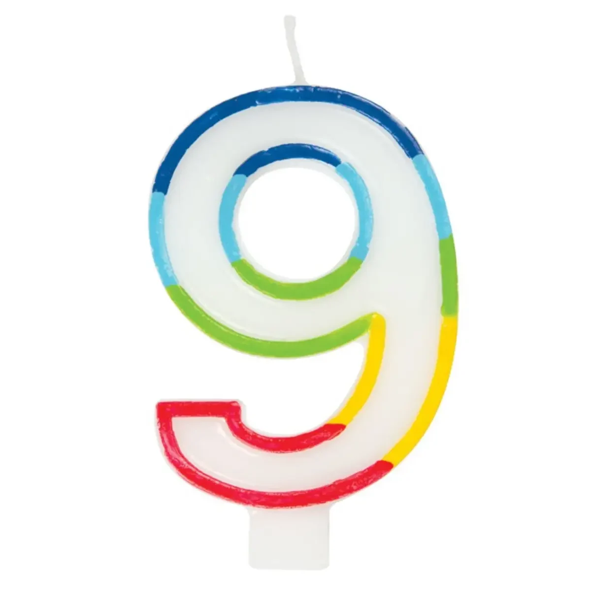 Rainbow Border Number 9 Birthday Candle