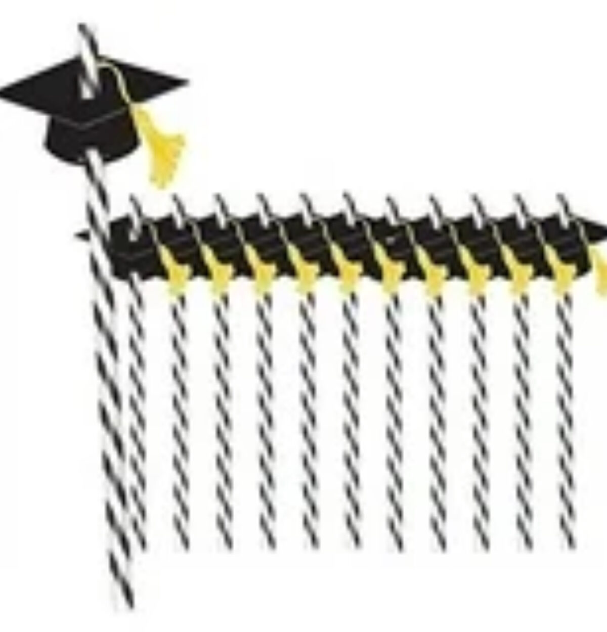 Graduation Straws With Grad Caps 12ct.