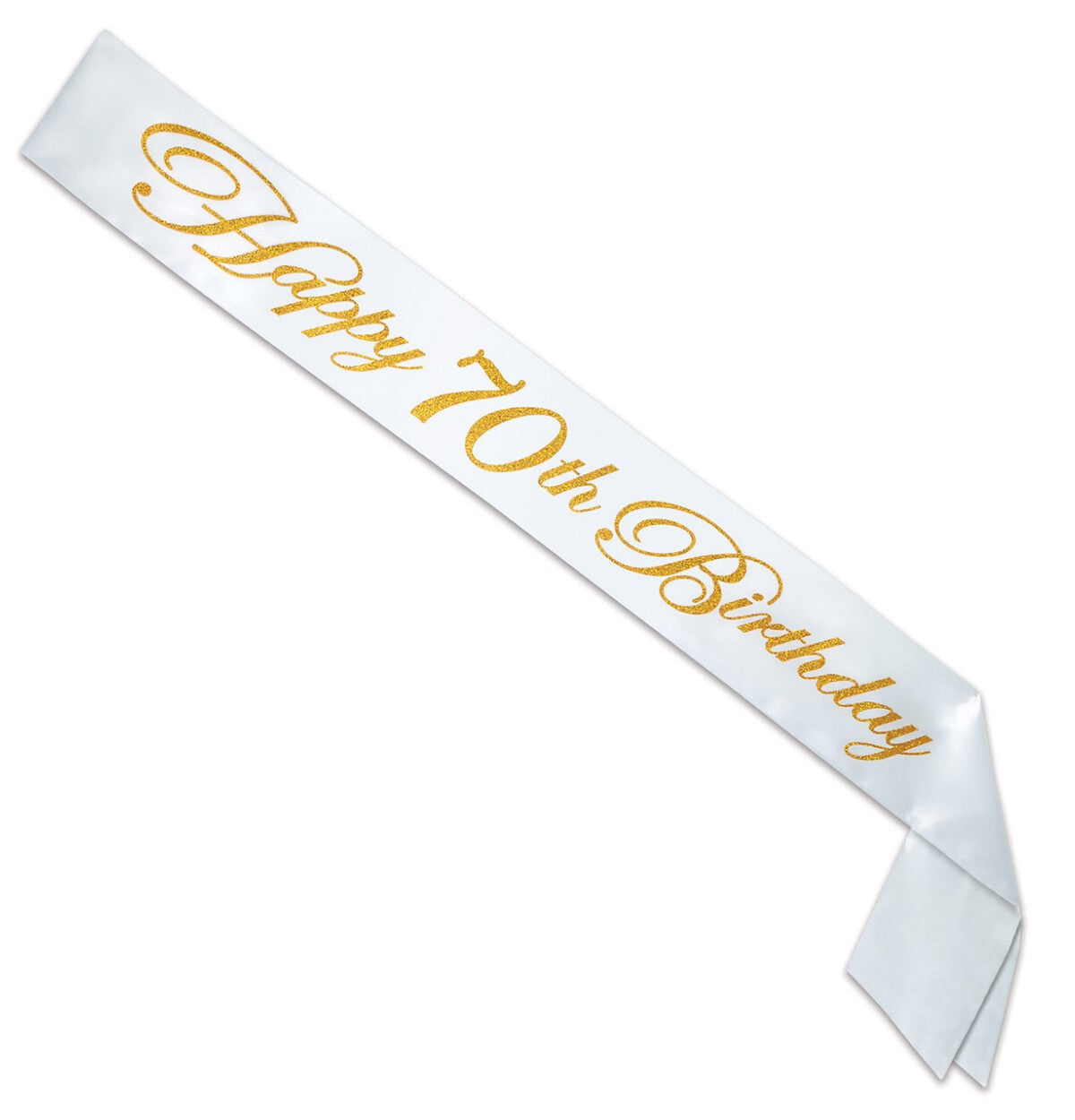 Glittered Happy "70th" Birthday Satin Sash