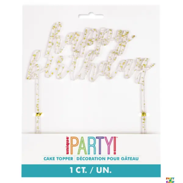 Clear with Gold Foil Flecks Acrylic Cake Topper