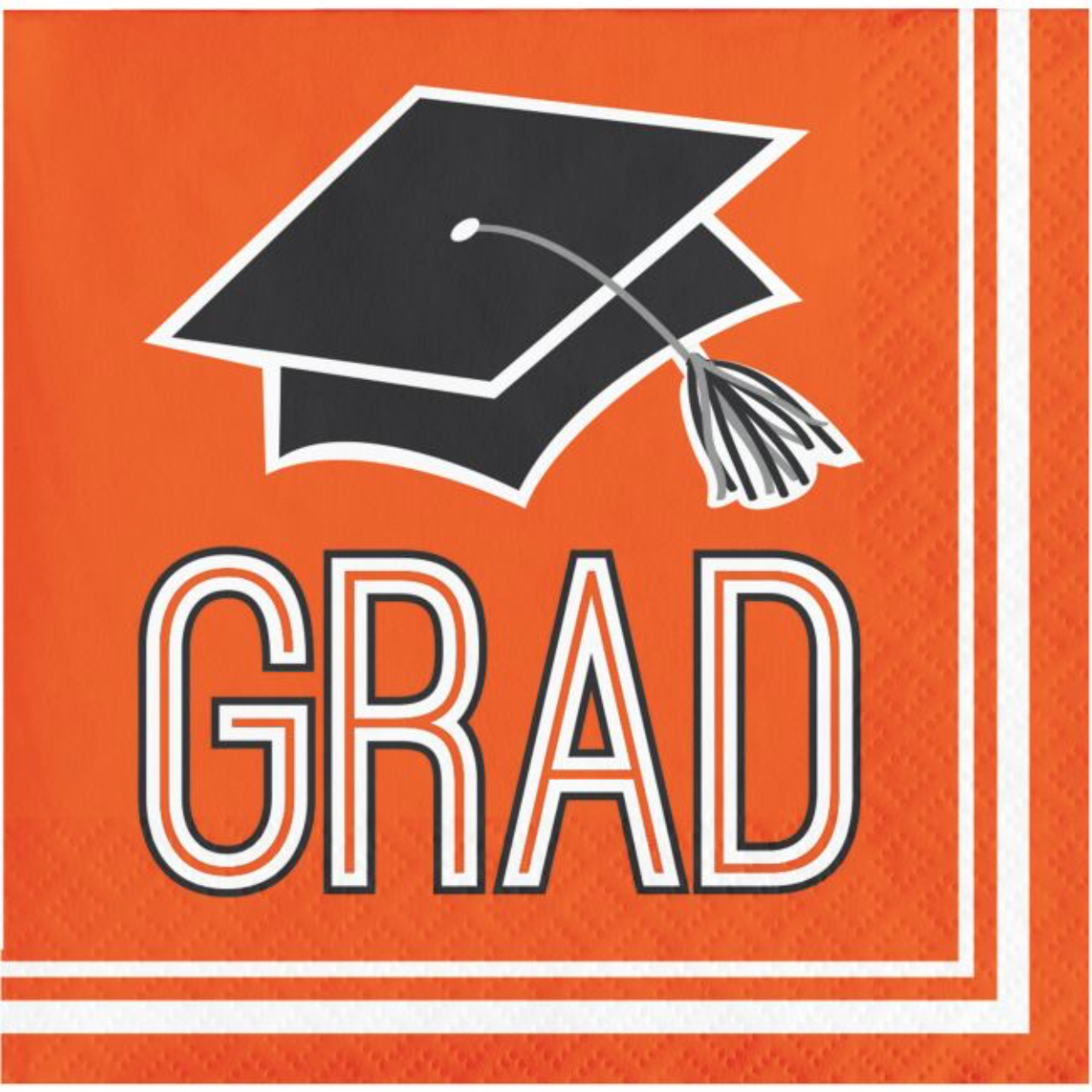 grad-napkins-1.jpg School Spirit Lunch Napkins Orange 36ct. - Image 1