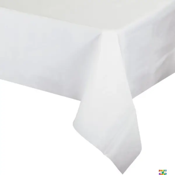 RECTANGLE WHITE FABRIC TABLECLOTH 1CT 56" X 110"