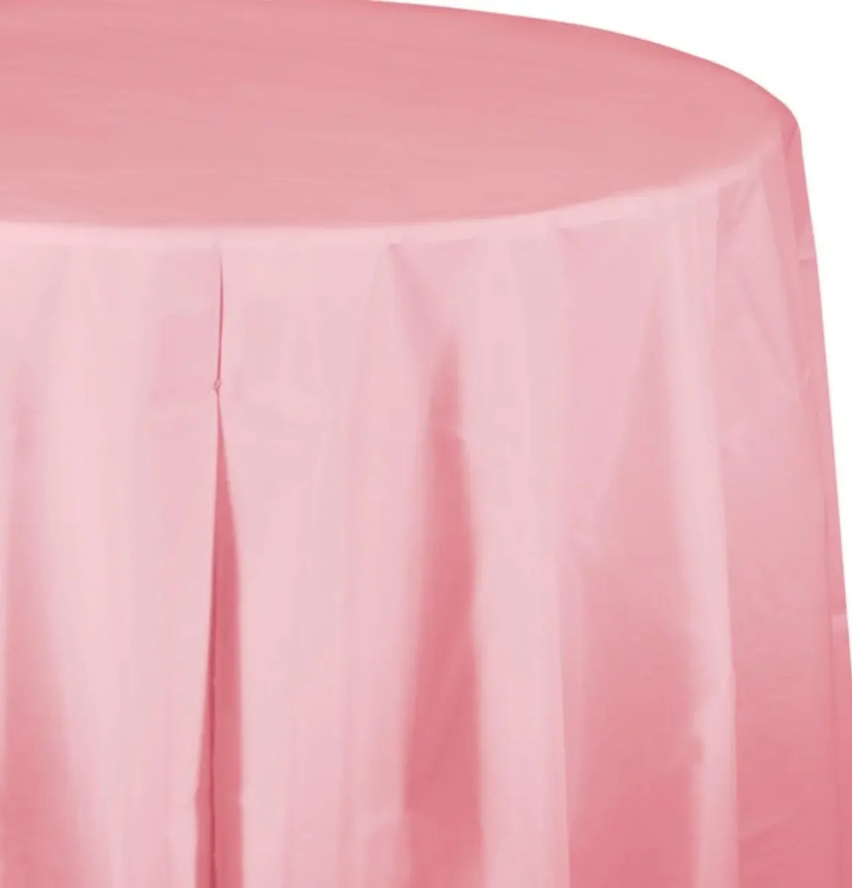 Lovely Pink Solid Round Plastic Table Cover 84"