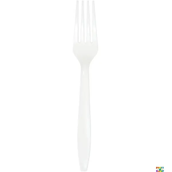 Bright White Solid Plastic Forks 18ct.