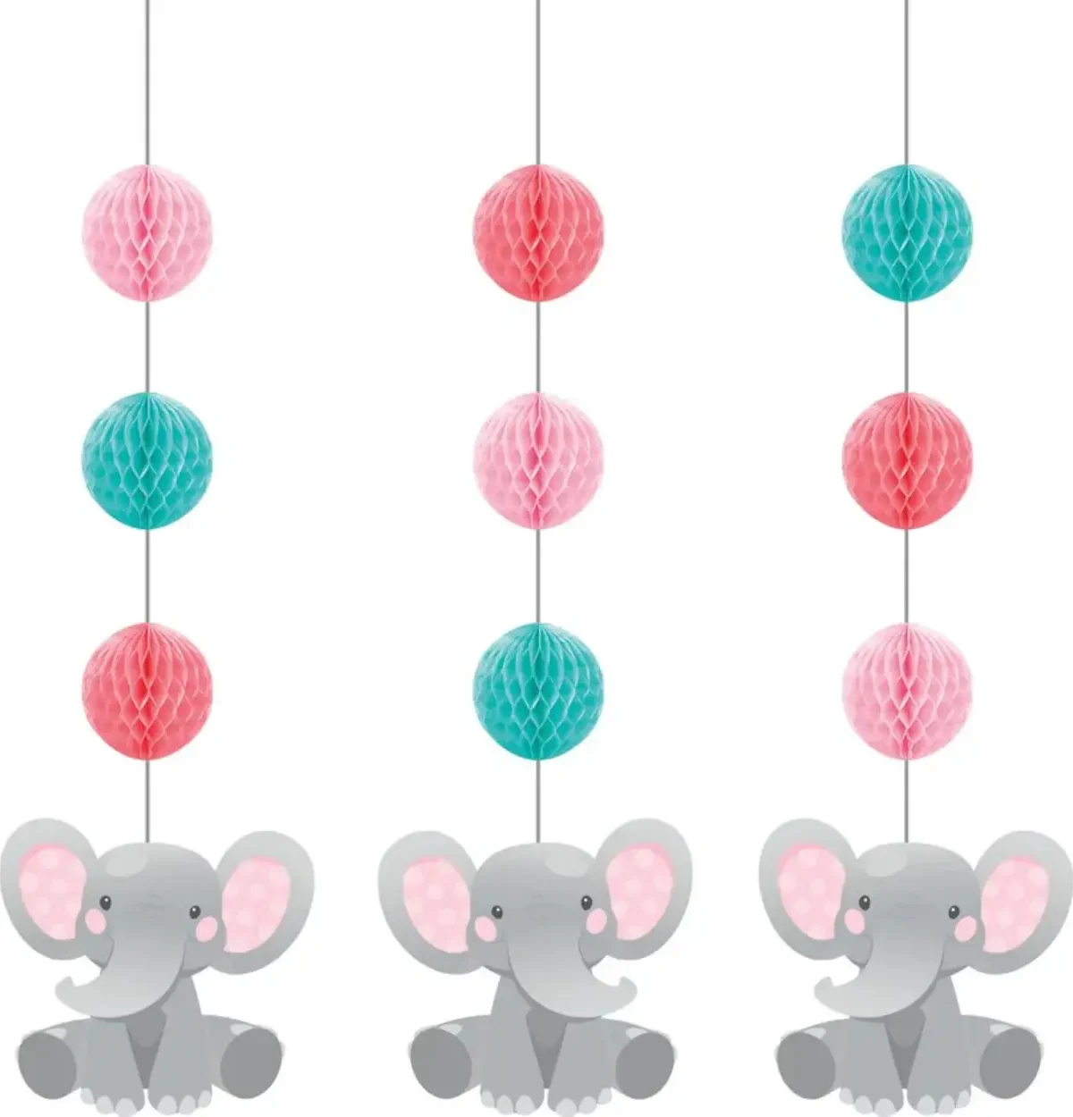 Enchanting Elephants Girl Hanging Cutouts 3ct.