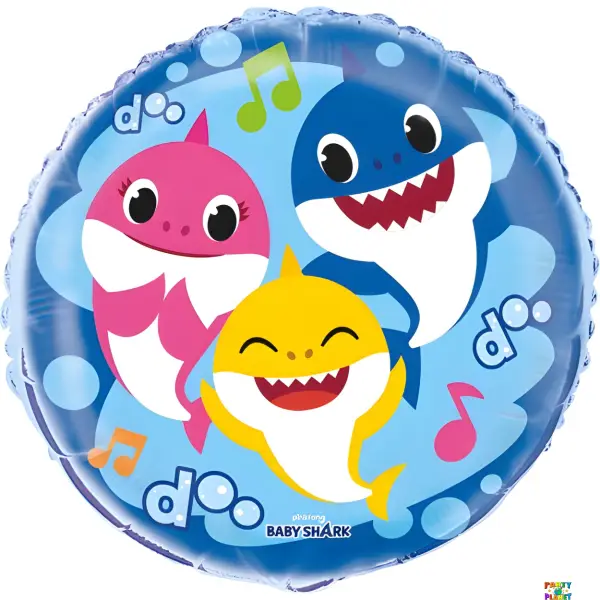 18" Baby Shark Multicolor Round Foil Balloon