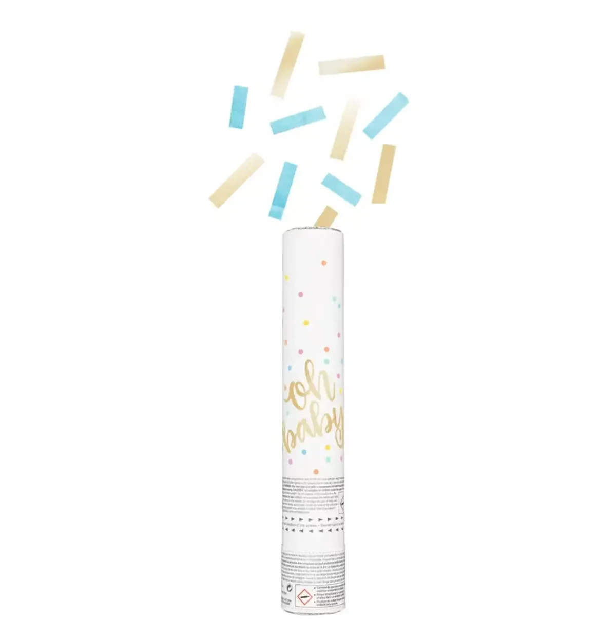 Oh Baby Blue and Gold Confetti Cannon