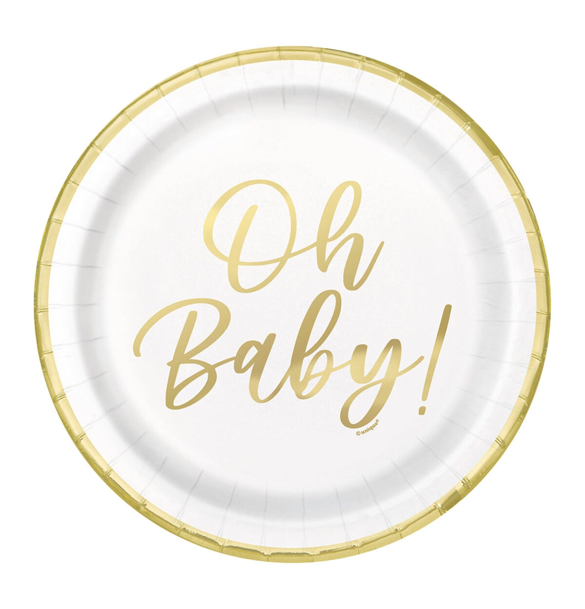 Oh Baby Gold Baby Shower Round 9" Dinner Plates 8ct - Foil Stamping