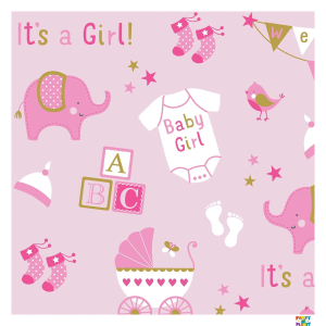 Printed Jumbo Baby Girl Elephant Gift Wrap - Image 2