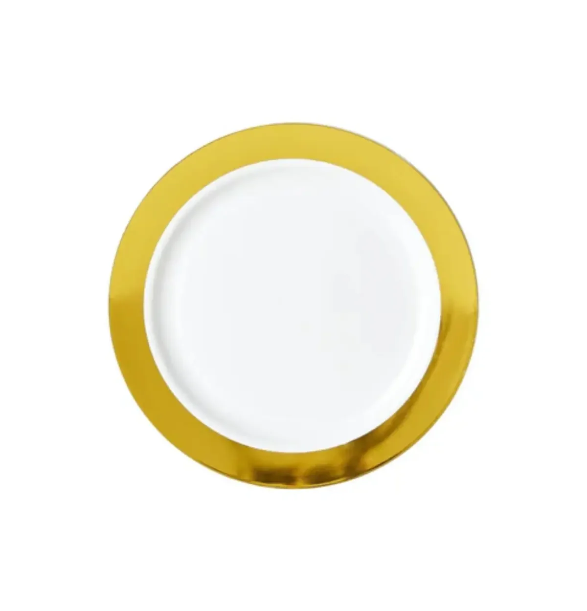 10.25" WHITE PLATE W/ SOLID GOLD HOT STAMP - 8CT