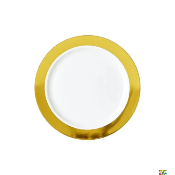 10.25" WHITE PLATE W/ SOLID GOLD HOT STAMP - 8CT
