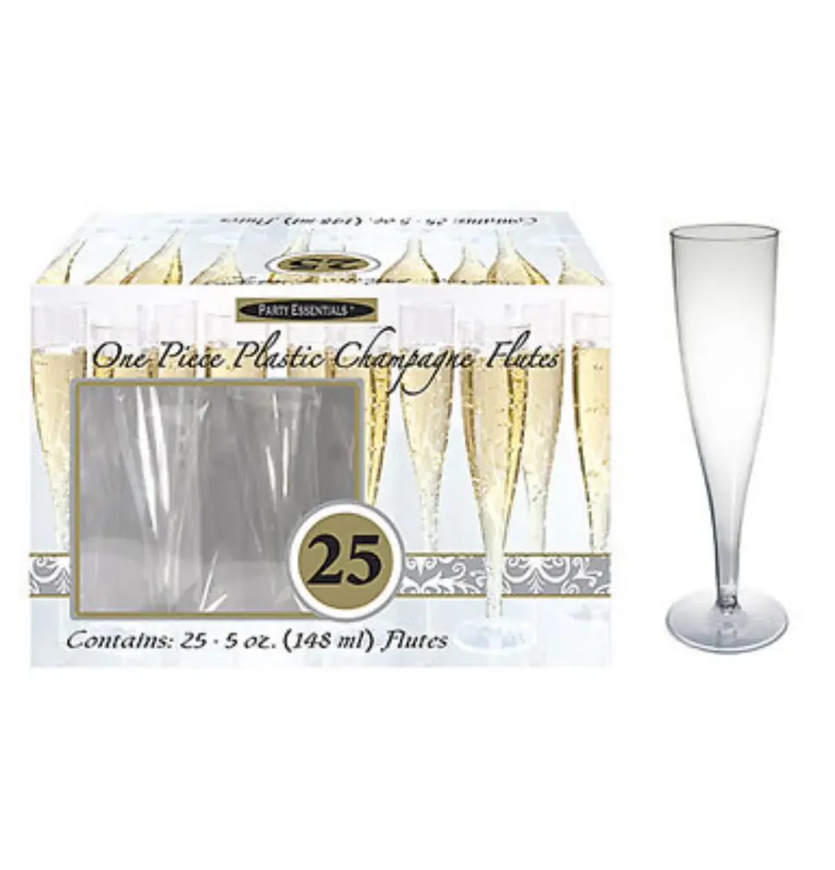 5 OZ. 1 PC. CHAMPAGNE FLUTES BOX SET CLEAR 25 CT.