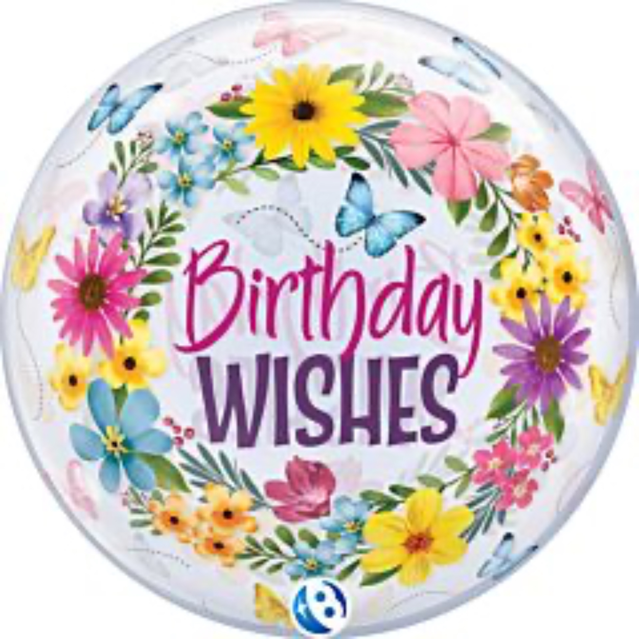 00025_01-2.jpg 22" Bubble Birthday Wishes Floral Balloon - Image 1