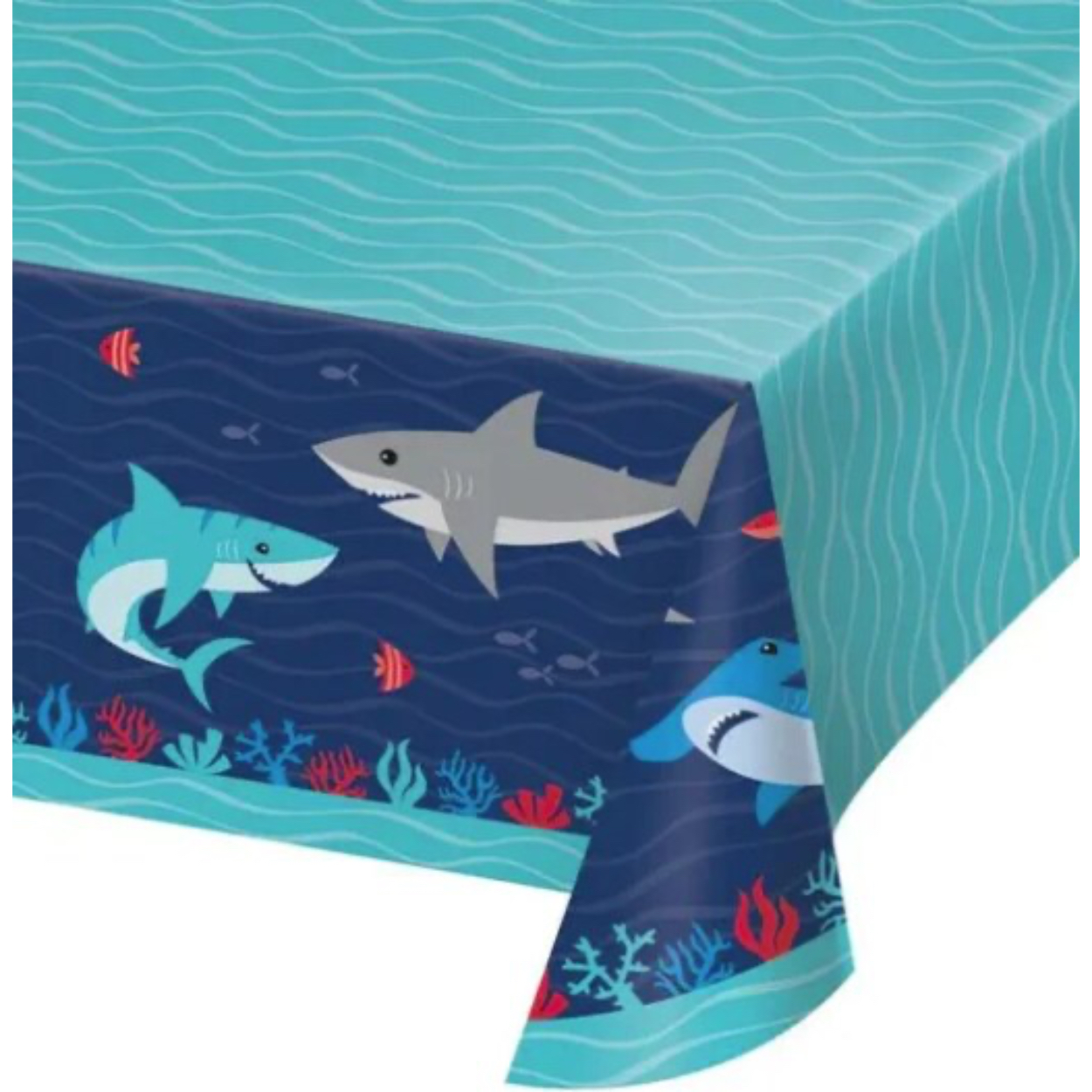 204815147532528-PNG.jpg SHARK PARTY PAPER TABLE COVER 1CT. - Image 1