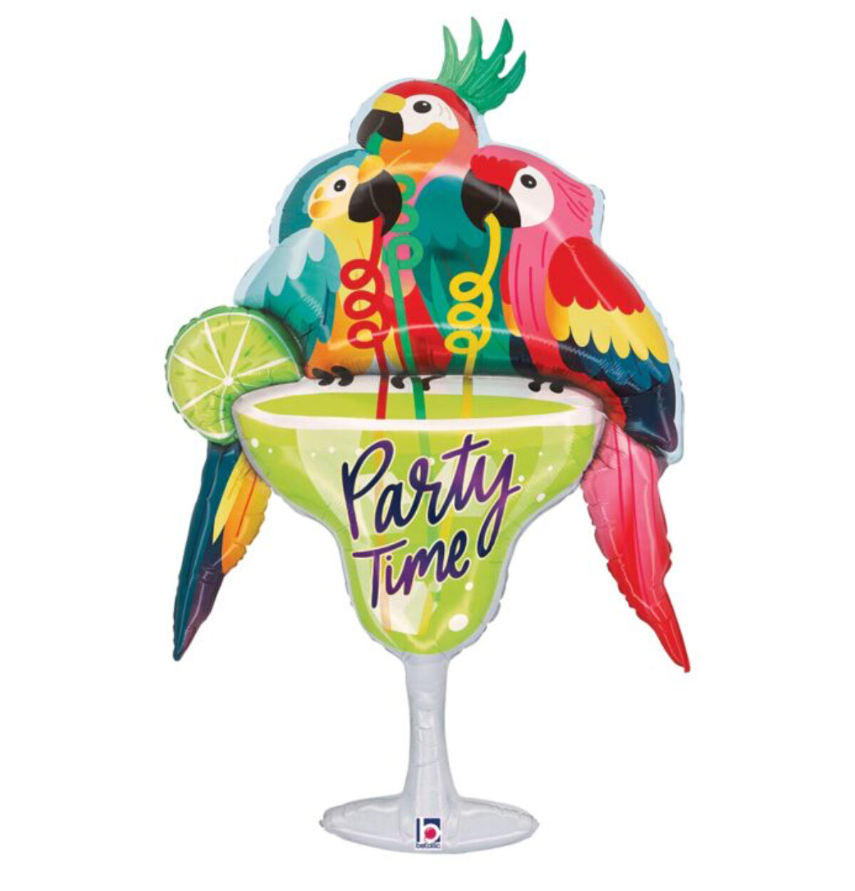 44" Party Time Parrots Balloon