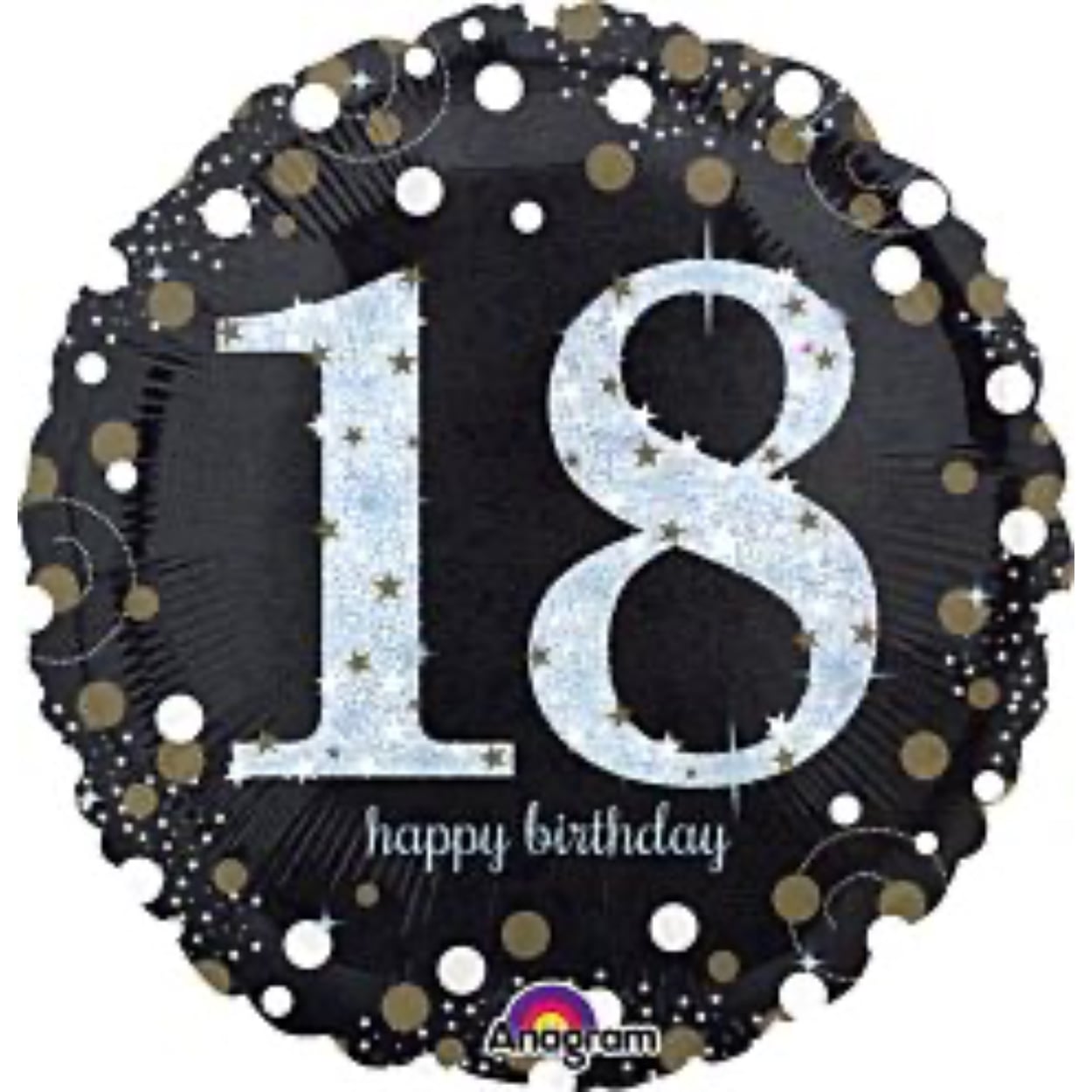 33239_18_Sparkle18HBD_3-2.jpg 18" Happy 18th Birthday Holographic Balloon #86 - Image 1