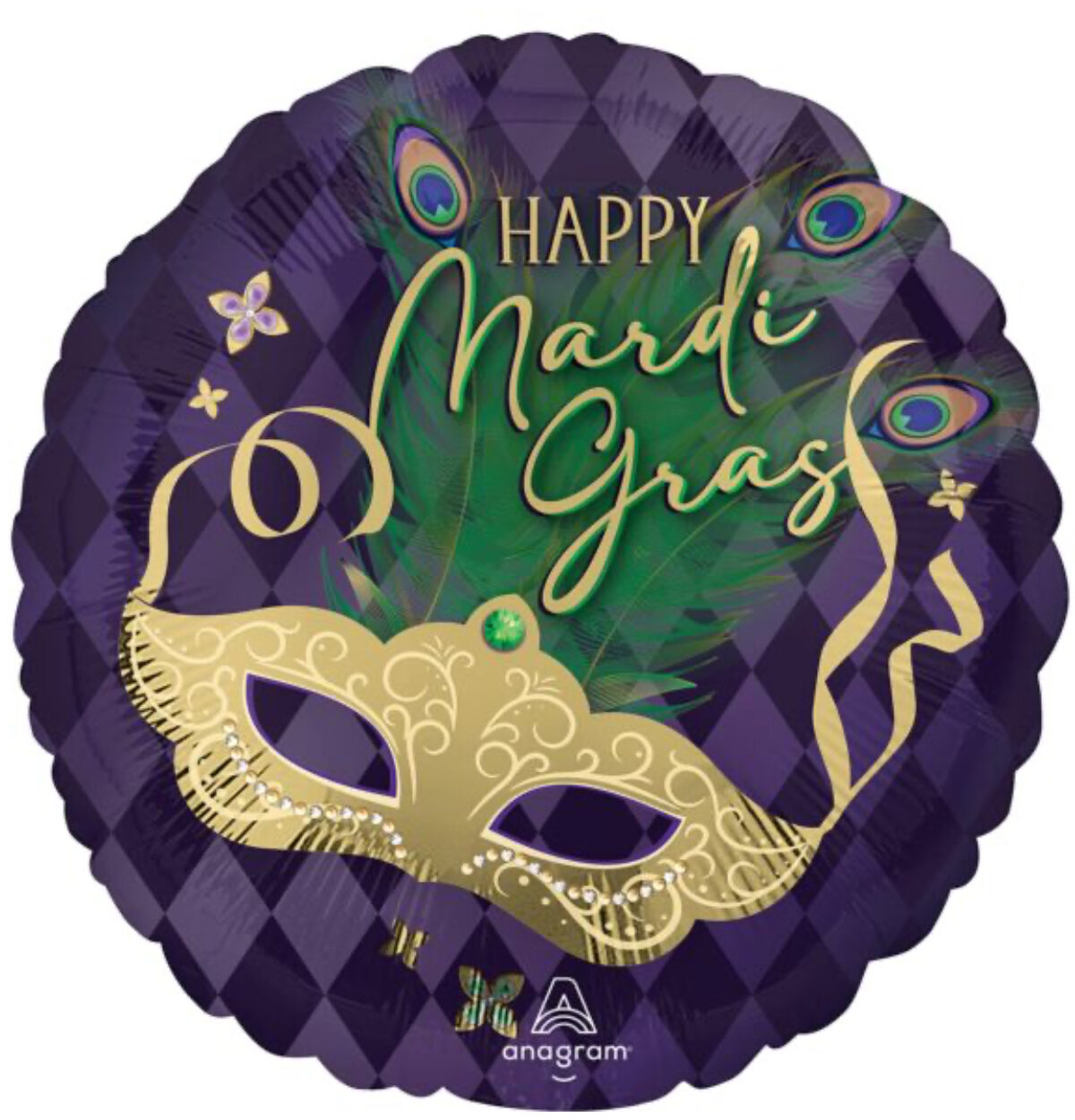 17" Happy Mardi Gras Mask Balloon