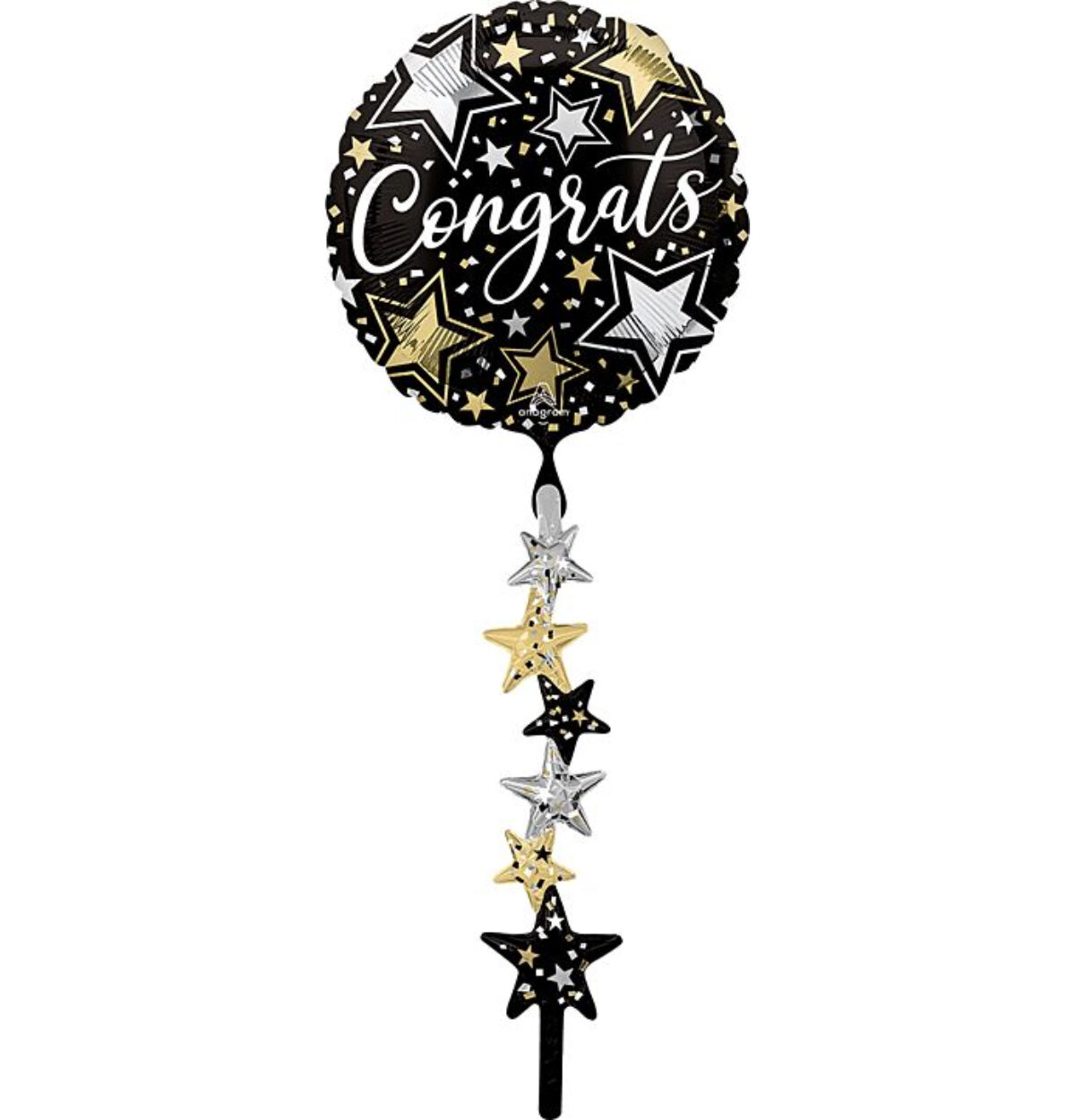 67" Congrats Black Silver Gold Airwalker Balloon