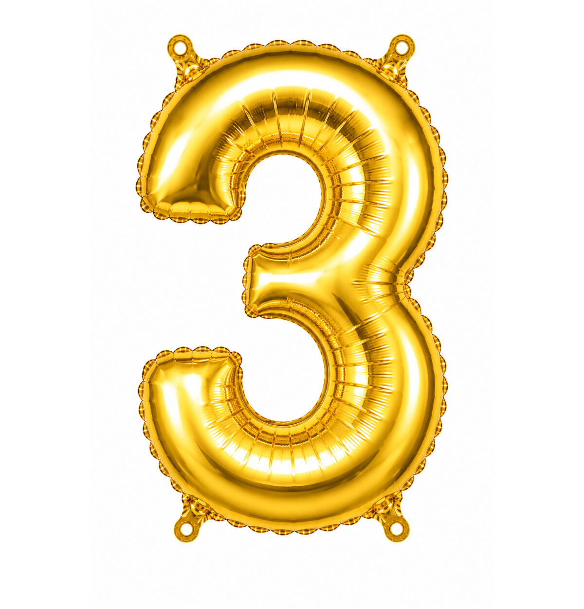 34" Gold Number 3 Foil Balloon