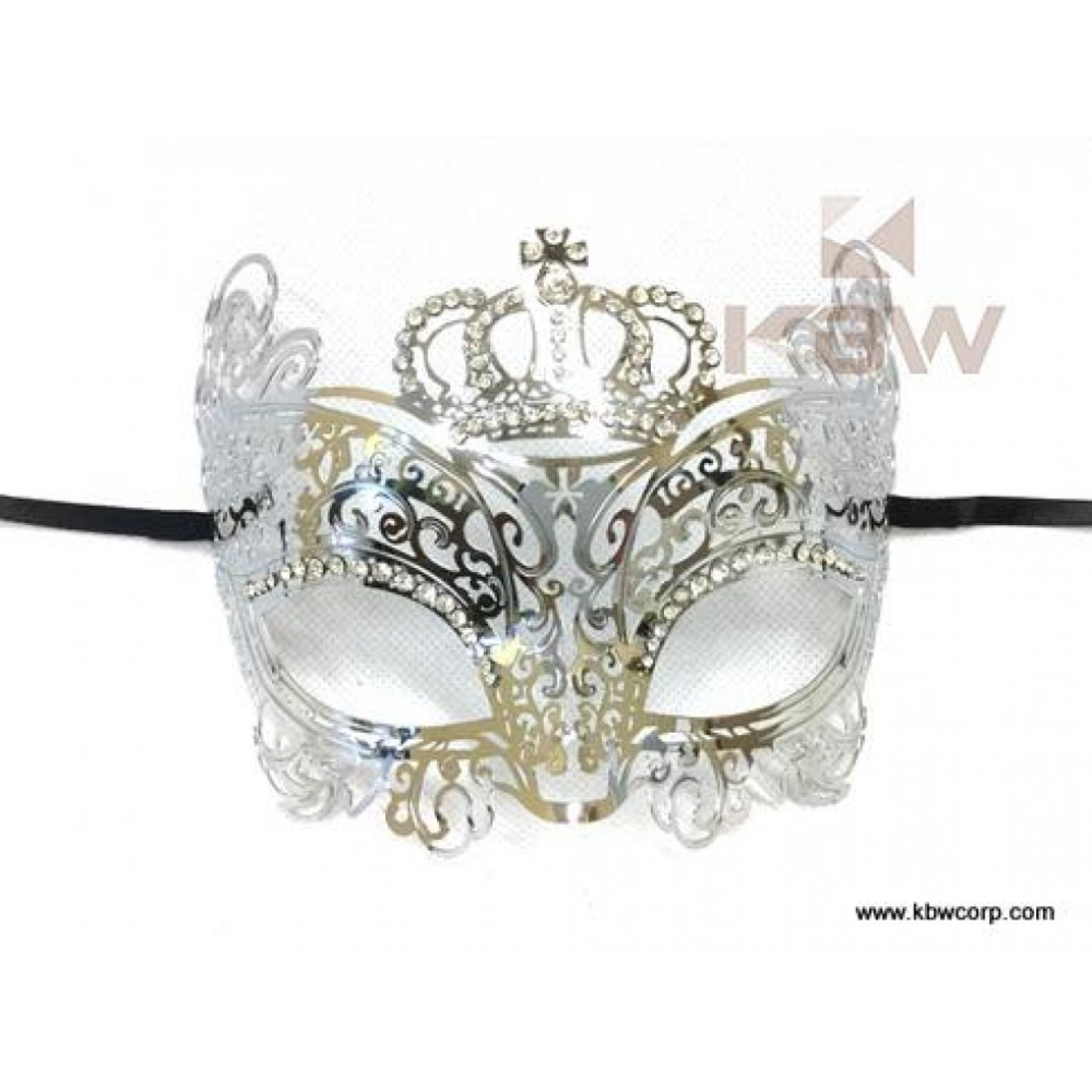 M7175S-1000x1000w-2.jpg SILVER CROWN FILIGREE HALF MASK - Image 1
