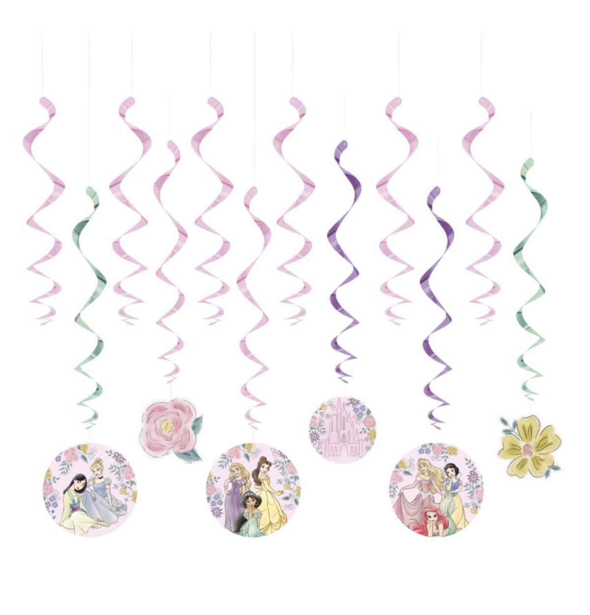 Disney Princess Assorted Hanging Swirl Decorations 12ct.