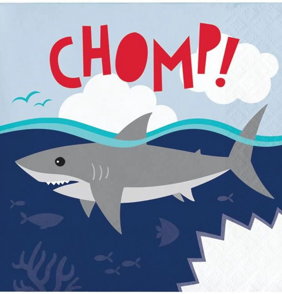 16CT. 2PLY SHARK PARTY BEVERAGE NAPKINS