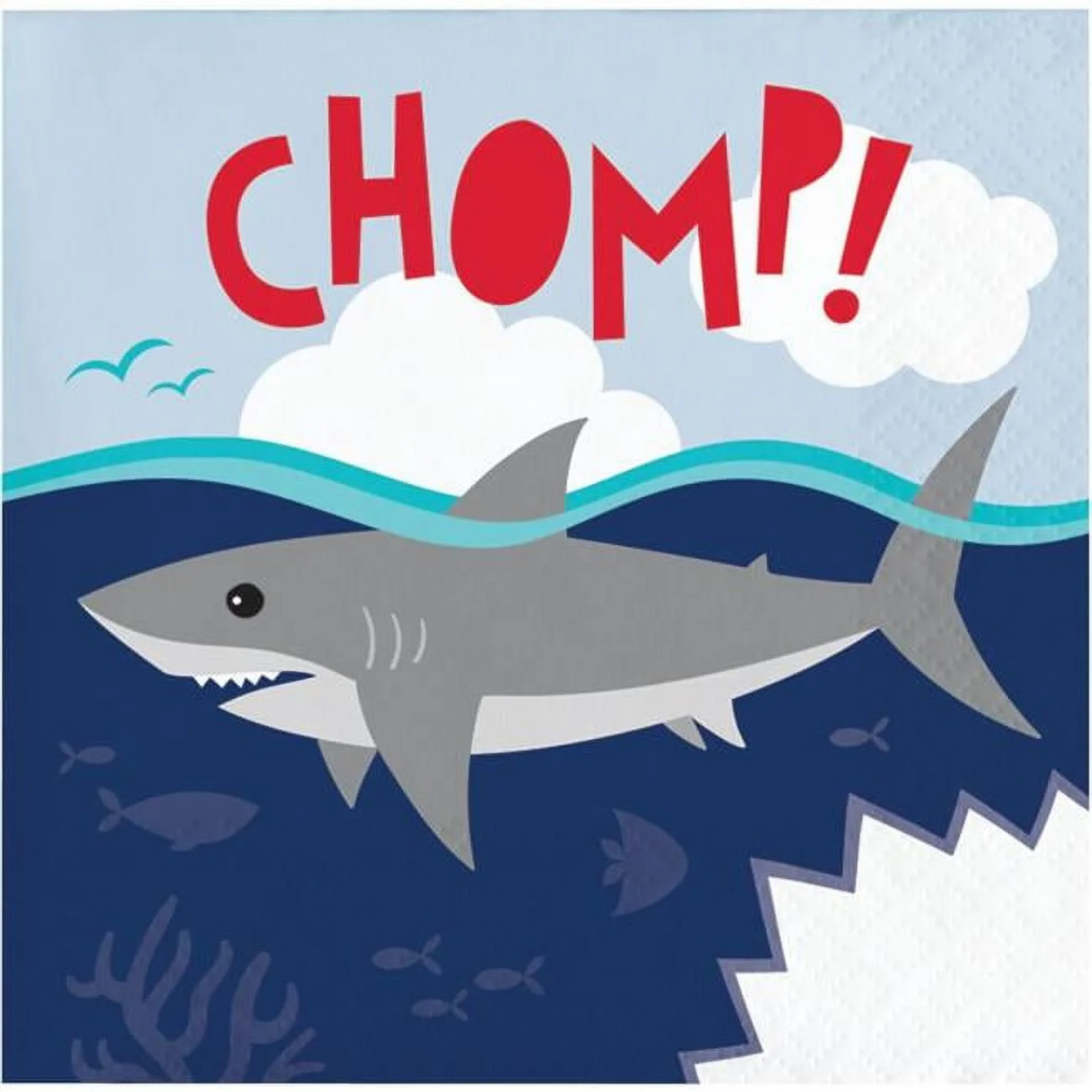 Shark-Party-Paper-Beverage-Napkins-16-Per-Pack_4268b3a9-557f-40e1-8055-7ba601e0925e-fd7749f5a2547c71.jpg 16CT. 2PLY SHARK PARTY BEVERAGE NAPKINS - Image 1