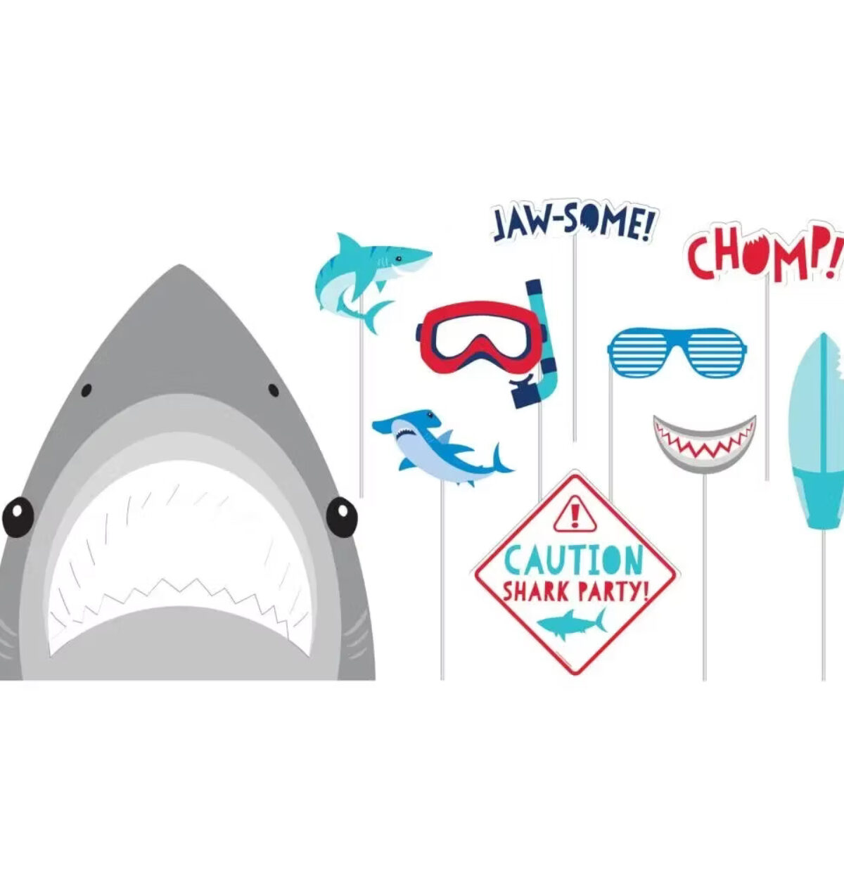Shark Party Photo Booth Props 10ct.