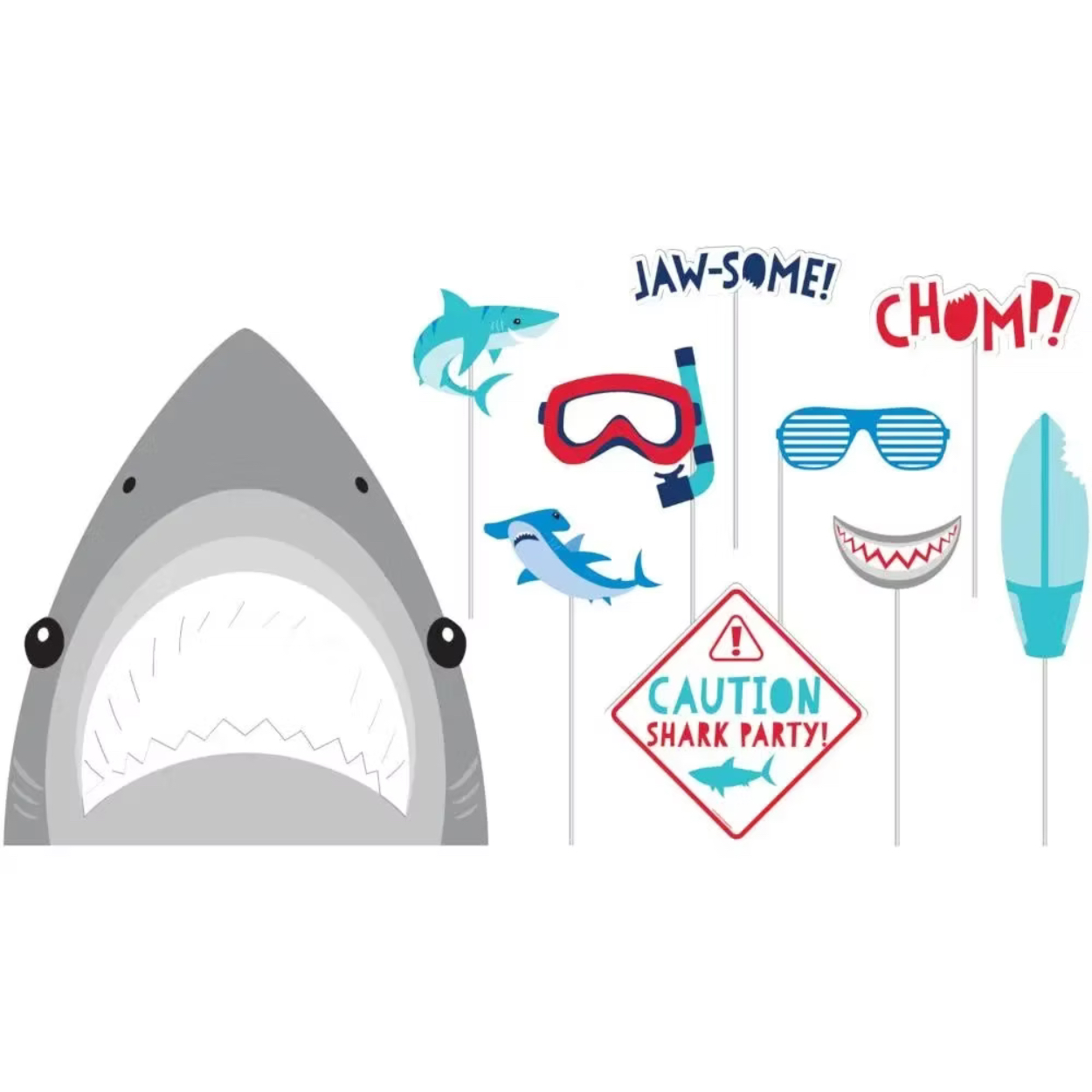 dae4a6_8a90fcb72c794c89a7ffa6362a72421b-mv2-jpg.jpg Shark Party Photo Booth Props 10ct. - Image 1