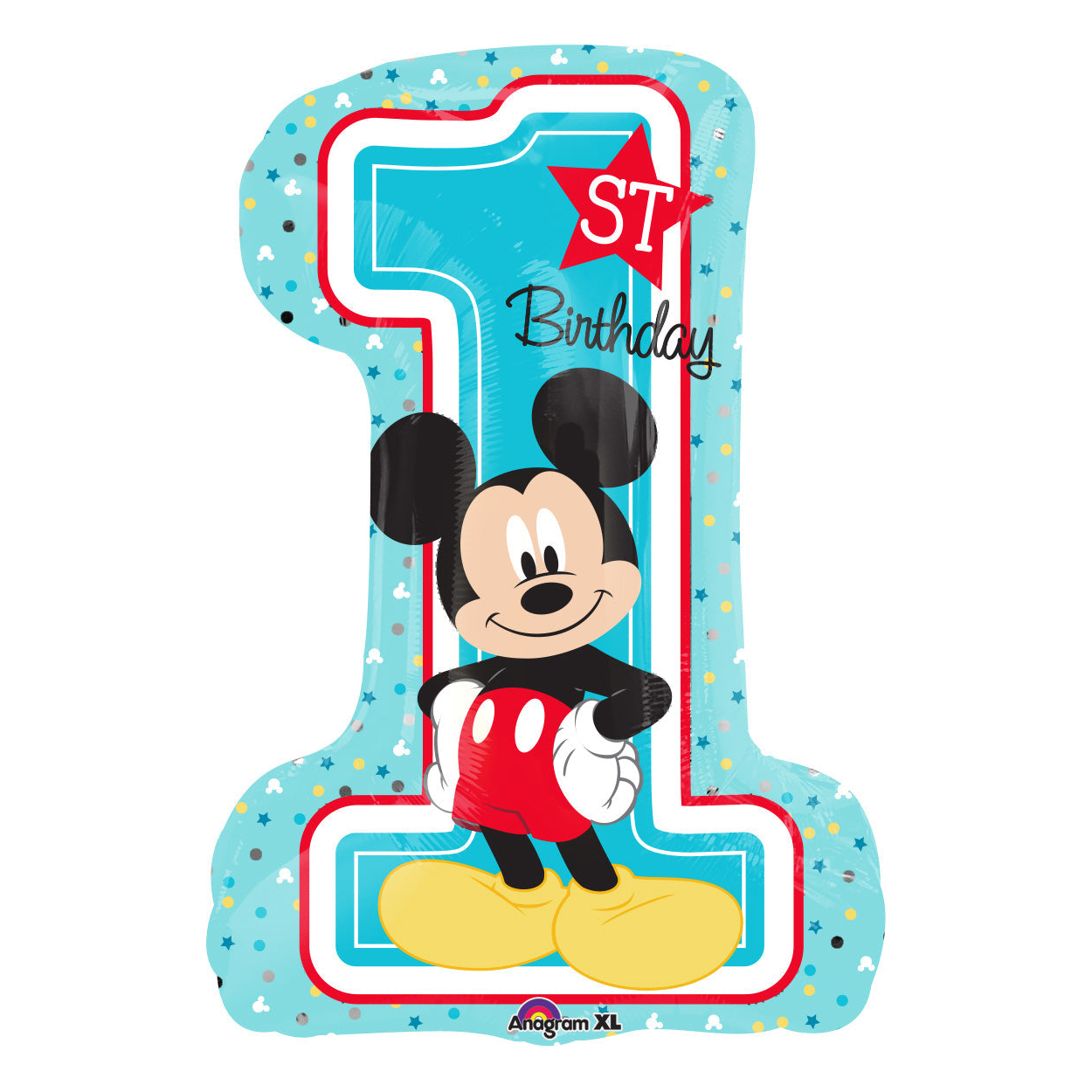 mickey_1st_birthday_balloon_1250x1250.png 28" Mickey Mouse 1st Birthday Balloon - Image 1