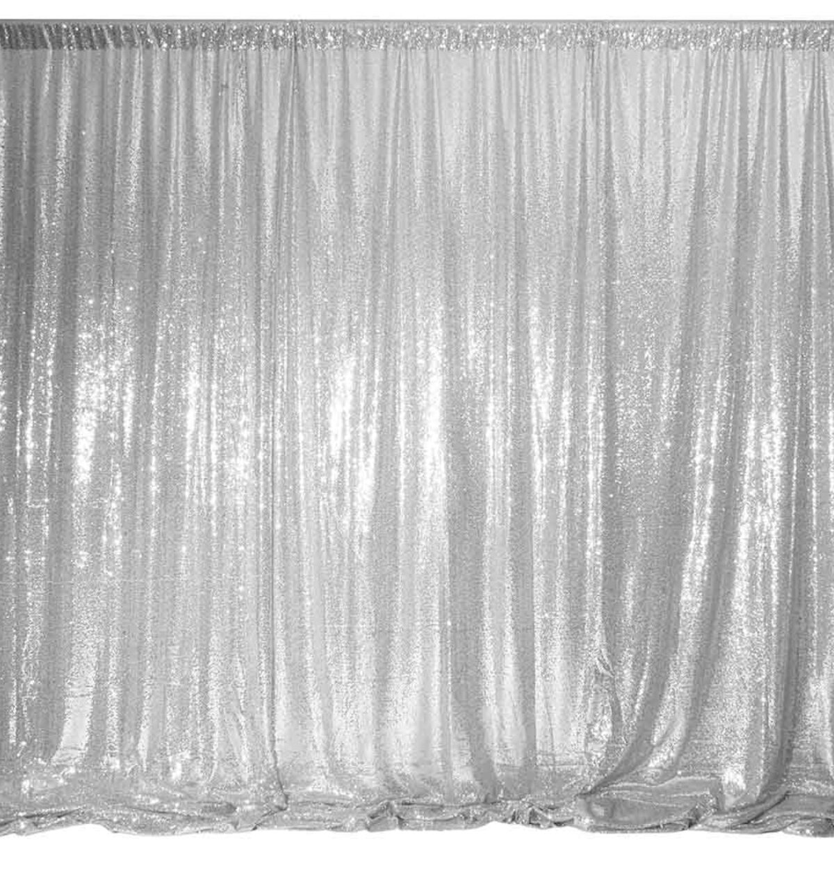 5' x 10' SEQUIN FABRIC BACKDROP CURTAIN - SILVER